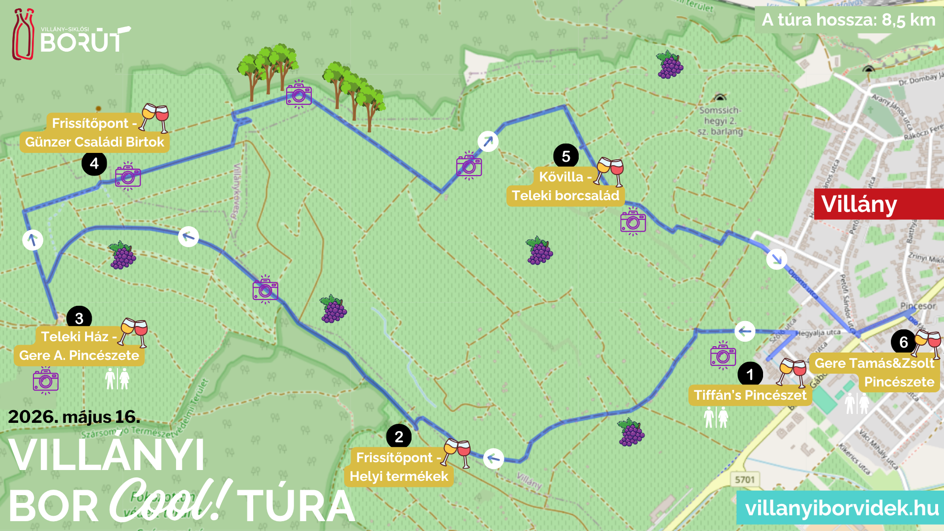 Villányi BorCoolTúra 2026 térkép